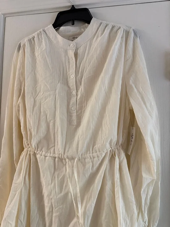 Style & Co Women's Cream Tiered Long-Sleeve Drawstring Dress - Picture 7 of 16